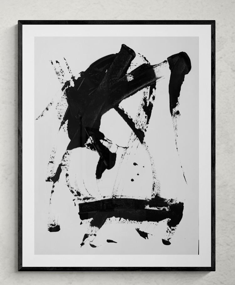 "The Bits In-between" Abstract black and white art featuring bold strokes and dynamic shapes.